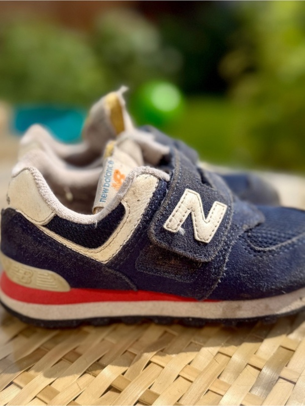 New Balance Kids Navy, White and Red Velcro Sneakers